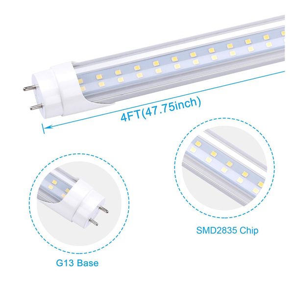 Tubes LED T8 T12 4Ft Tube Light Bbs 48 pouces Remplacement pour ballast fluorescent Bypass Dualend Alimenté 4 pieds Garage Warehouse Shop Dh4Gp