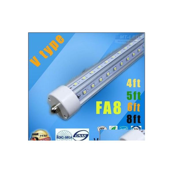 Tubos LED T8 en forma de V 4Ft 5Ft 6Ft 8Ft Luces Refrigerador Puerta Pin único Fa8 28W 32W 45W 65W Blanco frío Ac 85265Vaddce Rohs Drop Delivery Dhtbr