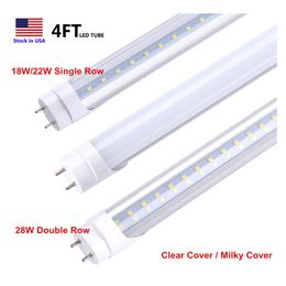 Tubes à LED Tube Light 4Ft T8 Bbs 18W 22W 28W Blanc Froid 5000K 6000K Super Bright 4Feet Shop Lighting Ac85277V Drop Delivery Lights Dhrbm