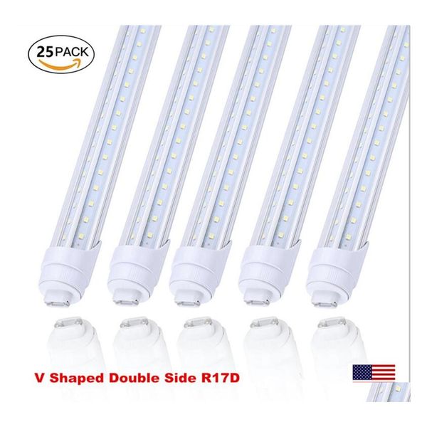 Tubos LED V Con forma de 8 pies T8 R17D Luz de taller giratorio BBS 65W 45W 6000K Luces de entrega de caída de ER transparente / lácte