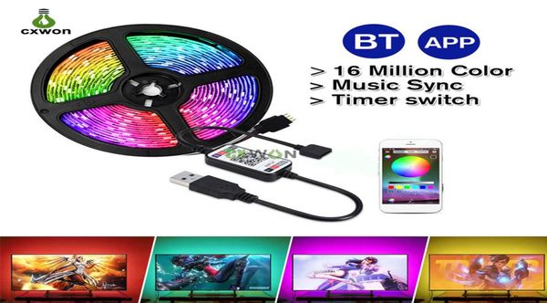 Striscia di retroilluminazione TV LED DC5V SMD5050 1M 2M 3M 4M 5M Cavo USB Alimentazione flessibile RGB Bluetooth Smart Sfondo Nastro Lighting2345814