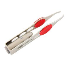 LED TWEEZER Pince à sourcils Pince à épiler légère en acier inoxydable Pratique LED Lumière Cils Sourcils Épilation Pince à épiler Outil de maquillage5188591