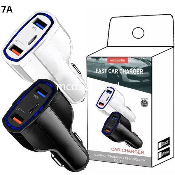 Cargador de coche LED tipo c PD USB C Quick 3,0 Universal 7A carga rápida de vehículo para iphone 11 12 13 14 15 pro max samsung M1