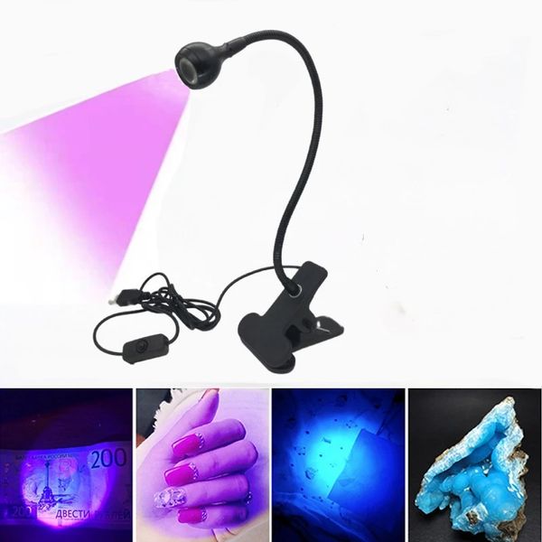 Lámpara LED ultravioleta con Clip, tubo de Metal Flexible, lámpara UV USB, Mini lámpara de curado de Gel UV, lámpara de escritorio, secador de uñas para arte de uñas DIY