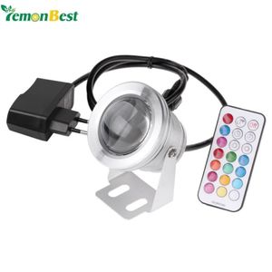 LED Onderwaterlamp IP67 12 Kleuren 1000LM 10W RGB Fontein Licht Timing Functie Zwembad Vijver Aquarium Aquarium Spotlight EU Plug Y2273T