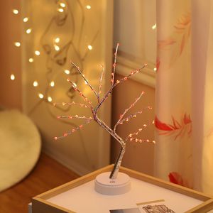 LED USB Fire Tree Light Copper Wire Tafellampen Nachtlampje voor Home Indoor Slaapkamer Bruiloft Bar Kerstdecoratie 20PCS T1I2963