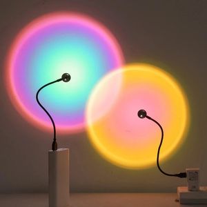 LED USB Night Light Sunset Lamp Projector Home Decor draagbaar stemmingslicht voor slaapkamer woonkamer wandfotografie neonlichten