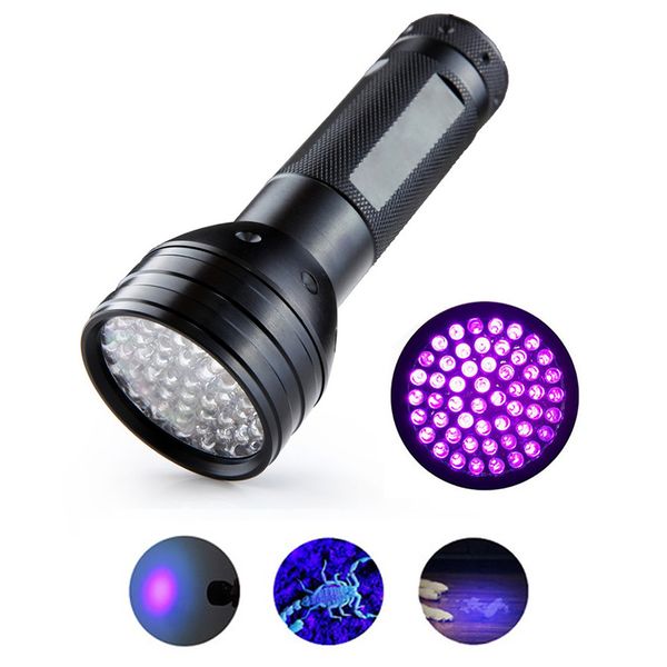 UV LED lampes de torche 51 LED 395nm ultra violet lampe de lumière clignotant du détecteur de clignotage pour chiens Teams d'urine et bug de lit