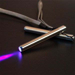 LED UV Flashlight Flashlight UV Lamp Stainless Steel Mini Pocket Flashlight Lamp For Marking Detector Detection White   Purple