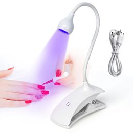 LED UV Nail Lights Dryer Ultraviolet Lamp Mini Flexible Clidon Desk Tactile Control Control Gel Heurring Manucure Tools 240415