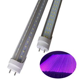 LED UVA-buis T8 G13 LED-lamp lihgts Twee Pin Light 2ft 3ft 4ft 5ft Double-end aangedreven stripverlichting voor body Paint Poster Urinedetectie Usalight