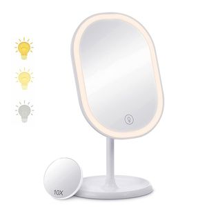 LED miroir de vanité lumière maquillage avec grossissement 1X/10X 3 couleurs salle de bain Table cosmétique LED ed 220509