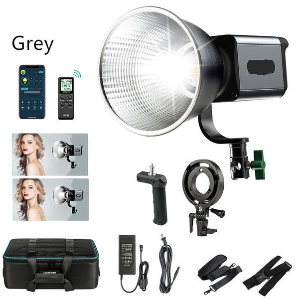 Luz de video LED 80W CCT Luz de Fresnel continua Bowens Mount Monolight COB Studio Video Lighting APP / Control remoto inalámbrico