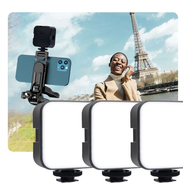 LED Vidéo Lumière Caméra Lumière portable Mini Mini Mobile Phone Film Lights pour la caméra Trépied Selfie Stick Photography Flashs Lampe