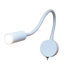 Topoch Applique murale blanche LED avec interrupteur marche/arrêt, lentille de mise au point à tête cylindrique rainurée 3 W AC100-240 V DC 12 V/24 V, lecture pour la décoration intérieure