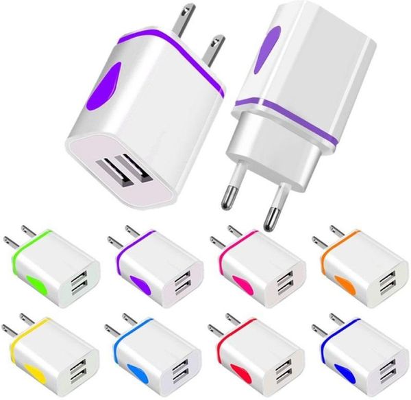 Cargador de pared LED con 2 puertos USB duales, adaptador de corriente de viaje para el hogar con luz de gota de agua, enchufe de CA, EE. UU., UE, para Samsung, LG, HTC, Tablet6061739