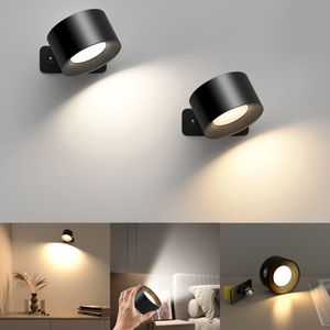 LED -wandlicht Oplaadbare leesverlichting 360 ° Rotatie Touch Touch Remote Control Cabinet Spotlight Night Lamp