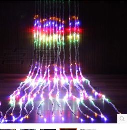 Cortina de luces Led en forma de cascada, 3m * 3m, 336 Leds, flujo de agua, Navidad, boda, fiesta, decoración navideña, luces de cadena de hadas