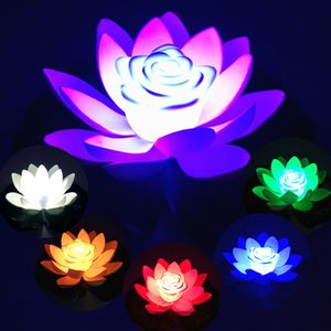 LED waterdichte drijvende lotus licht batterij bediende leliebloem wensen nachtlamp zwembad tuin vissen tank bruiloft decoratie