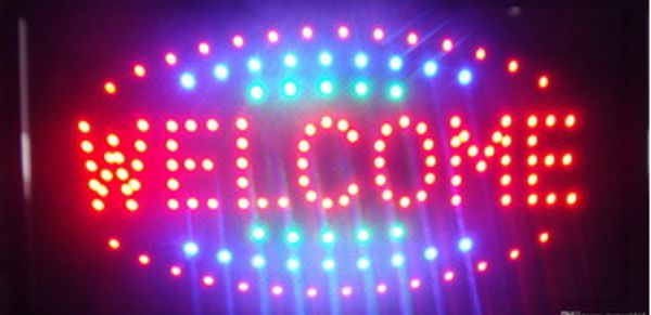 Letreros de bienvenida de LED Neón para clientes Lemas llamativos Semi-al aire libre Tamaño 48cm * 25 cm