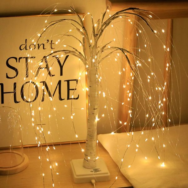 LED Willow Christmas Tree Night Light 192leds Touch Control 8 modes lampe de nuit de fée pour la chambre de mariage de la chambre décoration de maison