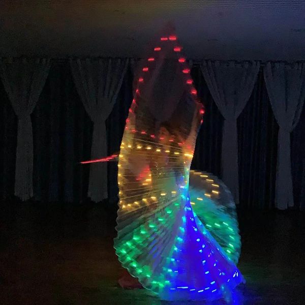 Led Wings Belly Dance Butterfly Rainbow LED LED ISIS Wings Fiesta de bodas Show de mujeres