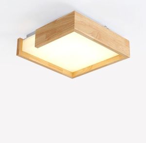 LED bois acrylique carré abat-jour plafonnier nordique Simple Surface monté Plafon lampe Foyer chambre salon cuisine