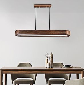 LED Houten Black Walnut Hanglamp met ArcryLic Shade Moderne stijl Hanglamp voor Woonkamer Zitkamer Slaapkamer