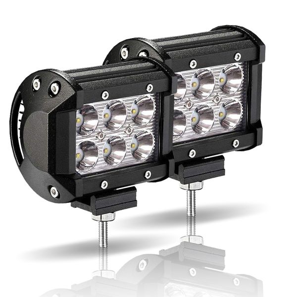 Luz LED de trabajo, barra de luz LED de 18W para motocicleta, Tractor, barco, todoterreno, 4x4, camión, SUV, ATV, lámpara antiniebla, foco Led de 4 pulgadas y 12 voltios para coche