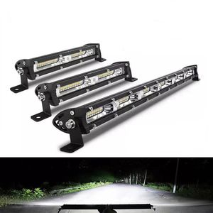 Lampe de travail LED 20 pouces 180 W barre lumineuse LED à une rangée ultra-mince adaptée aux feux de brouillard de tracteur de voiture SUV de voiture tout-terrain 12 V/24 V barre de lumière d'inondation étanche