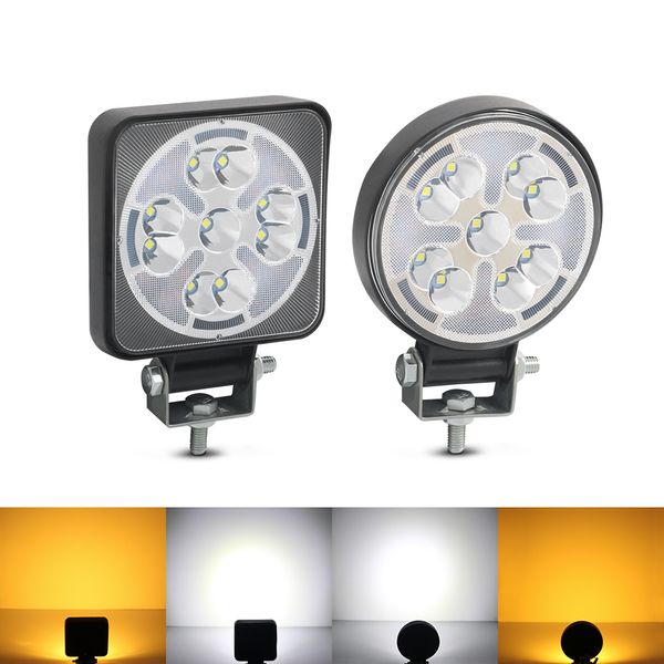 LED barre lumineuse de travail 46W Mini carré rond 12V 24V lampe stroboscopique pour 4x4 barre LED tout-terrain SUV ATV tracteur bateau camions pelle blanc