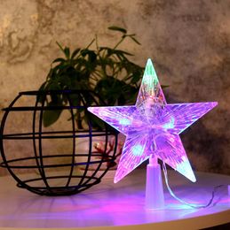 LED Xmas Star Night Light Christmas Tree Top Vijfpuntige lamp voor bruiloftsfeest Indoor Outdoor Fairy Garland Decor