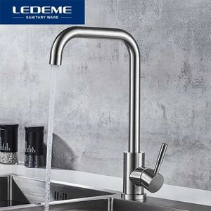 LEDEME Kitchen Faucet Stainless Steel Single Handle Single Hole Tap Brushed Kitchen Mixer Kitchen Faucets Taps L74998A-4 3 220118