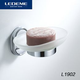 LEDEME porte-savon mural base chromée avec porte-savon en verre acrylique accessoires de salle de bain porte-savons cas L1902 Y200407