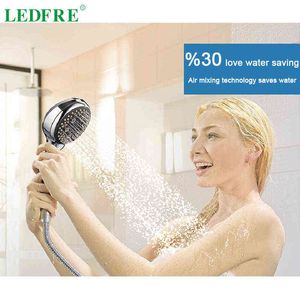 LEDFRE onder druk staande waterbesparende waterval regendouche / spray filter transparante hand led douchekop ducha hogedruk LF86013 H1209