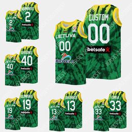 2023 Lituania Copa Mundial Fiba Baloncesto Jersey Arnas Butkevicius Margiris Normantas Away Marius Grigonis Verde Hombres Mujeres Jóvenes XS-4XL