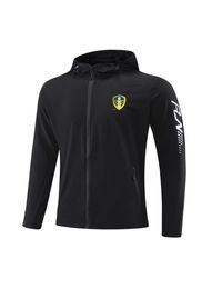 Leeds United FC Men039s Vestes Juniors Jerseys Veste à capuche avec fermeture éclair complète Coupe-vent Mince et respirant pour les fans de football en 7561790