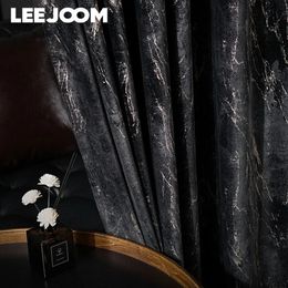 Leejoom vend en velours rideau de luxe Blackout Black Gloden Window Shade Alite de bons rideaux pour le salon Textile de la maison 240520