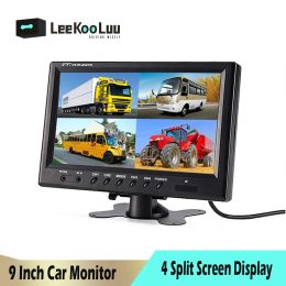 LEEKOOLUU 9 INCH TFT LCD Auto Monitor 4 Split Screen Headsteving Rear Ultview Monitor met RCA Connectors 6 Mode Display Remote Display