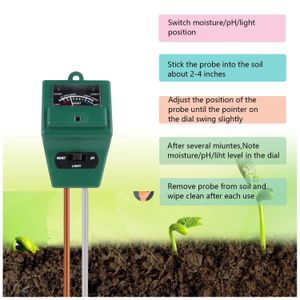 Tester de pH du sol de leerchuang 3 en 1 pH / léger / humidité / acidité Tester Tester de sol Mydère Mydrat Plant Tester Soil Tester Fleur Metter