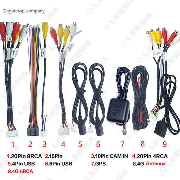 Kits de arnés de cables estéreo para unidad principal de coche LEEWA compatibles con la interfaz de solución Android XY AUTO # CA4919