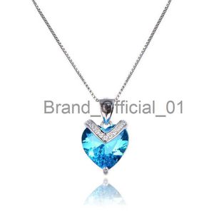 Lefei Jewelry S925 Silver Fashion Trendy Luxury Creative Blue Zirkon Crytal Heart Hanger Hanger Ketting voor vrouwen feest bruiloft Gift X0810