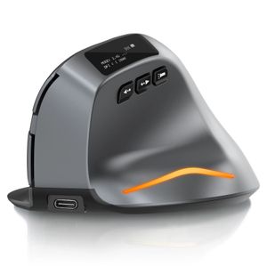 Ratón Vertical Lefon Bluetooth ratón ergonómico inalámbrico con pantalla OLED RGB USB óptico recargable para PC Juegos de ordenador portátil 240314