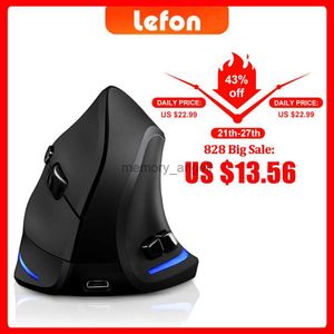 Lefon Verticale draadloze muis Spel Oplaadbare ergonomische muis RGB Optische USB-muizen voor Windows Mac 2400 DPI 2.4G Voor PUBG LOL HKD230825