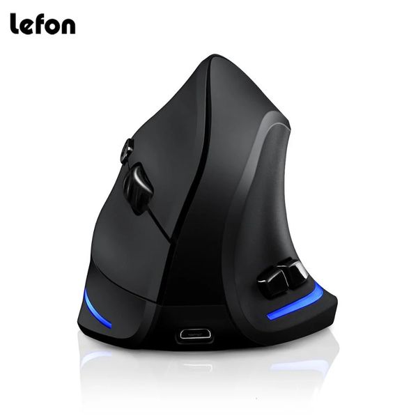 Lefon Wireless Vertical Mouse Ergonomic USB Rechargeable Optical Mice 2400DPI pour PC Gaming Windows Mac Mac PUBG LOL 240419