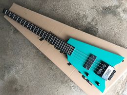 Links Green Headless Electric Gitaar met 2 Pickups, 4 Strins, Black Hardware, Palissander Fretboard, Aanbieding Aangepast