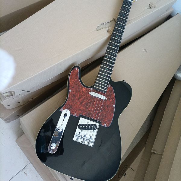 Guitarra eléctrica negra de 6 cuerdas para mano izquierda con diapasón de palisandro con incrustaciones de abulón personalizable