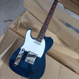 Guitare électrique bleue à 6 cordes pour gaucher, avec touche en palissandre, Pickguard blanc personnalisable