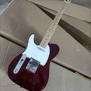 Guitare électrique gaucher 6 cordes rouge marron avec manche en érable Pickguard blanc personnalisable