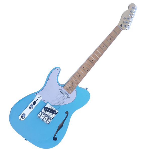 Guitare électrique semi creux de Bleu à main